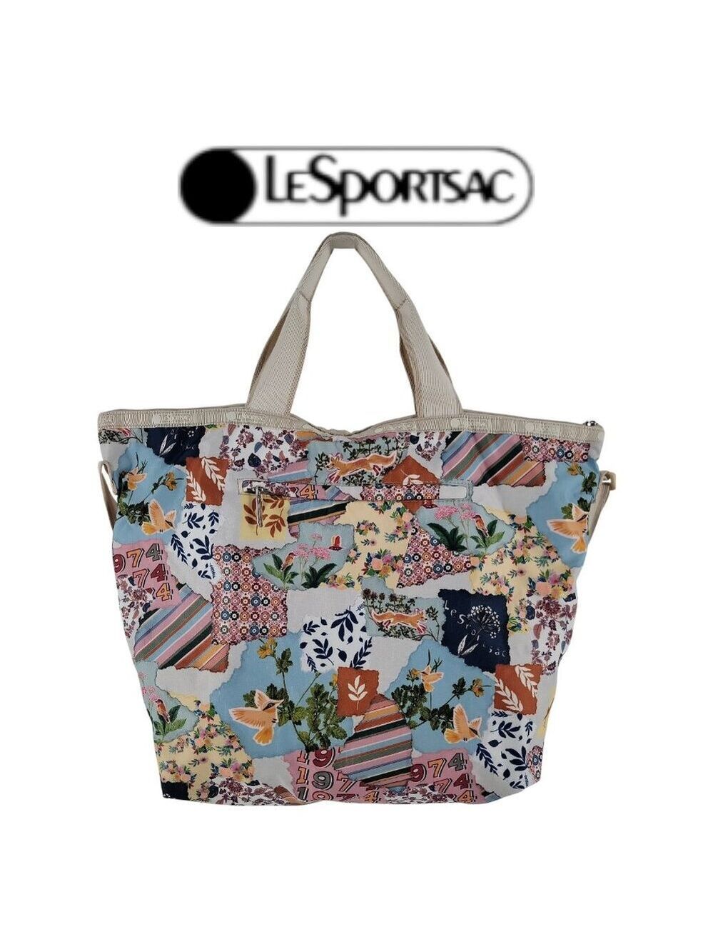 LeSportsac Easy Carry Tote 74 Collage Patchwork Bird Floral Travel Bag